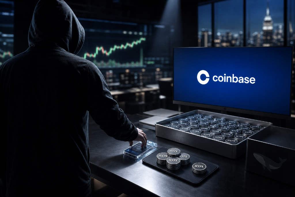 巨鲸向 Coinbase 充值 8.82 万枚 HYPE,若卖出预计盈利 153.8 万美元