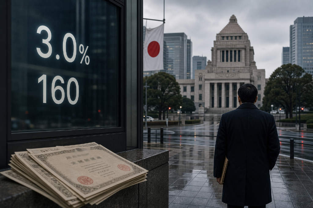 日本10年期国债收益率近30年首触3%,日元再逼近160干预线