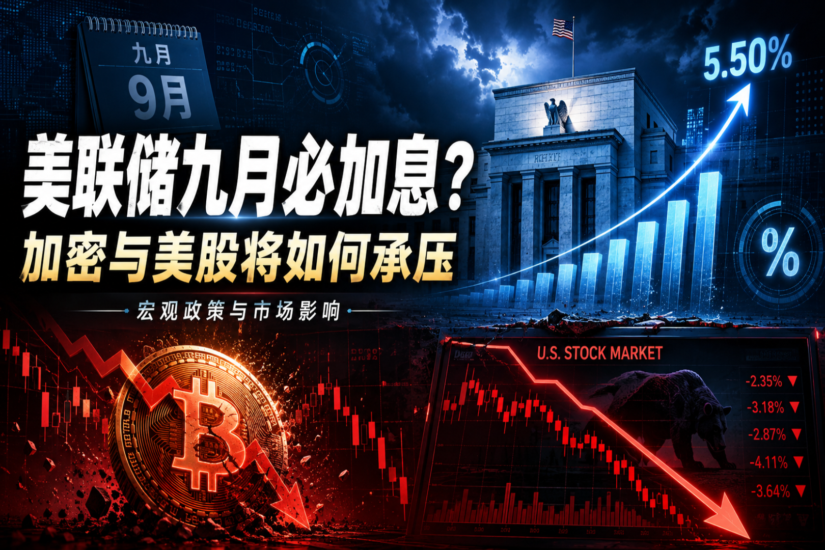 九月加息押注升温,加密资产与美股面临再定价压力
