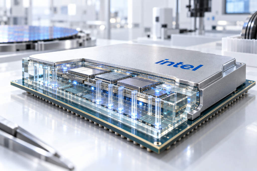 Intel patent outlines MicroLED integration inside CPU packages using glass substrates and TGVs