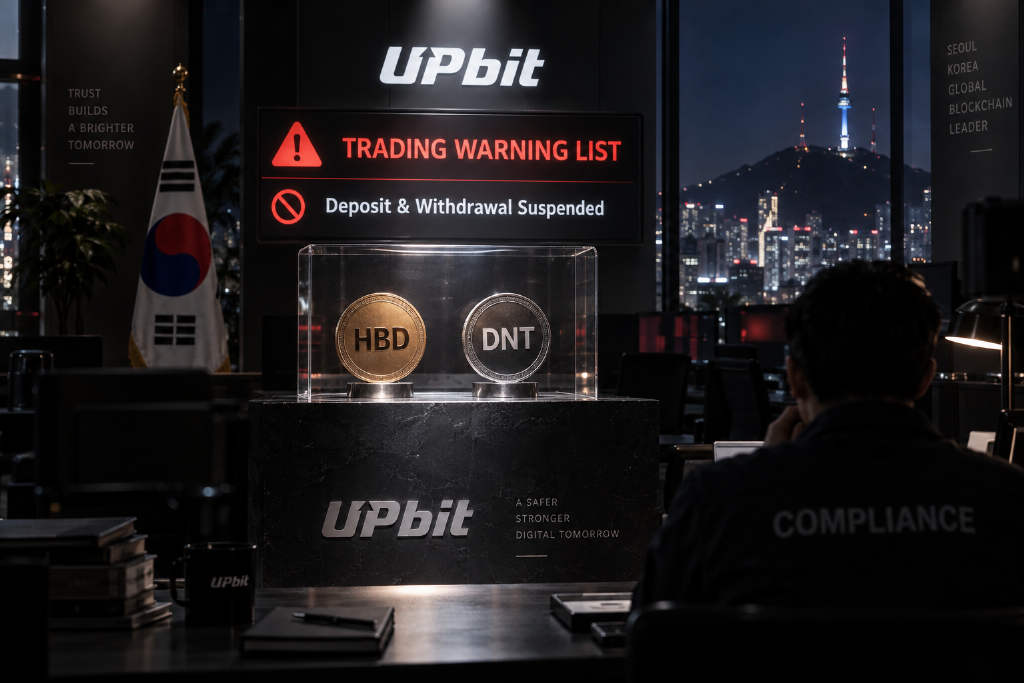 Upbit将HBD和DNT列入交易警示名单
