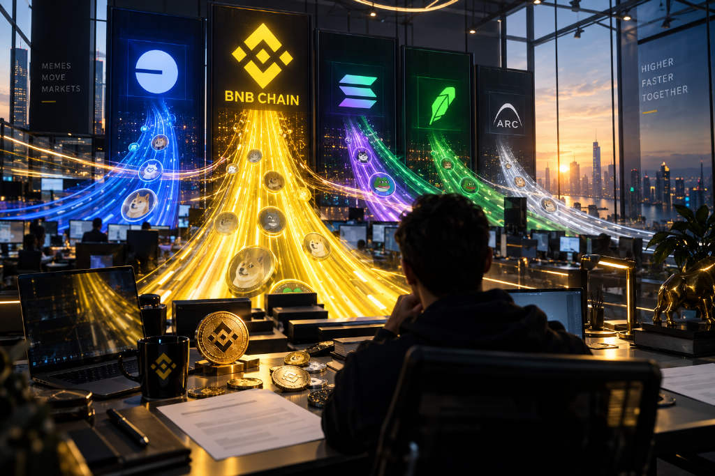 Meme trading split across chains over the past 24 hours, with BNB Chain leading at $320 million
