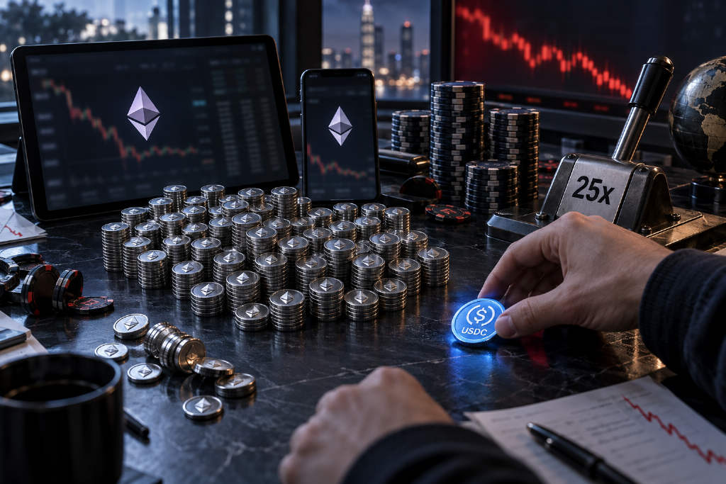 黄立成追加 25 万 USDC 保证金,加仓 ETH 25 倍多单至 3100 枚