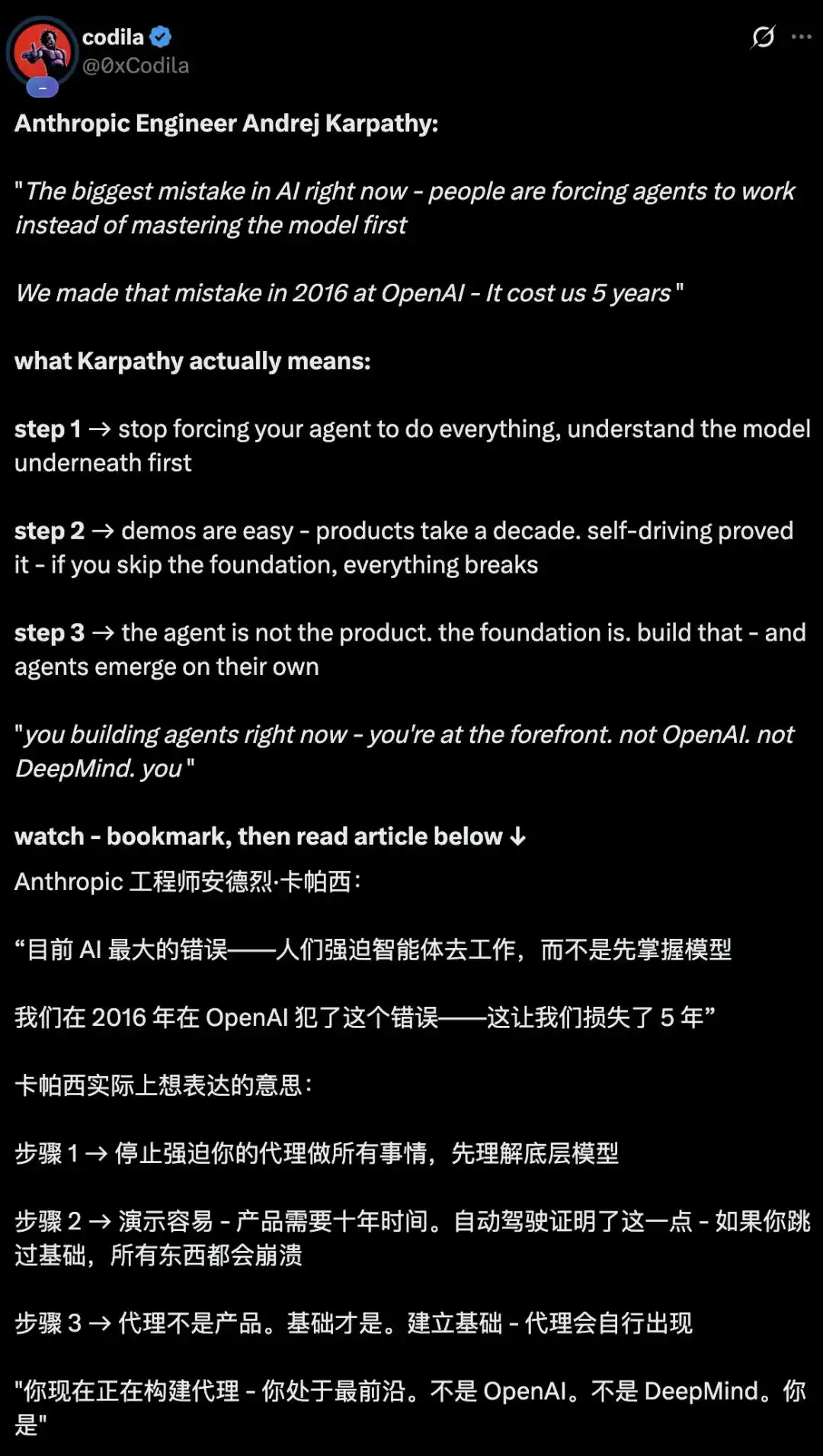 Karpathy再谈Agent热潮:别急着让智能体干活,先把大模型打牢