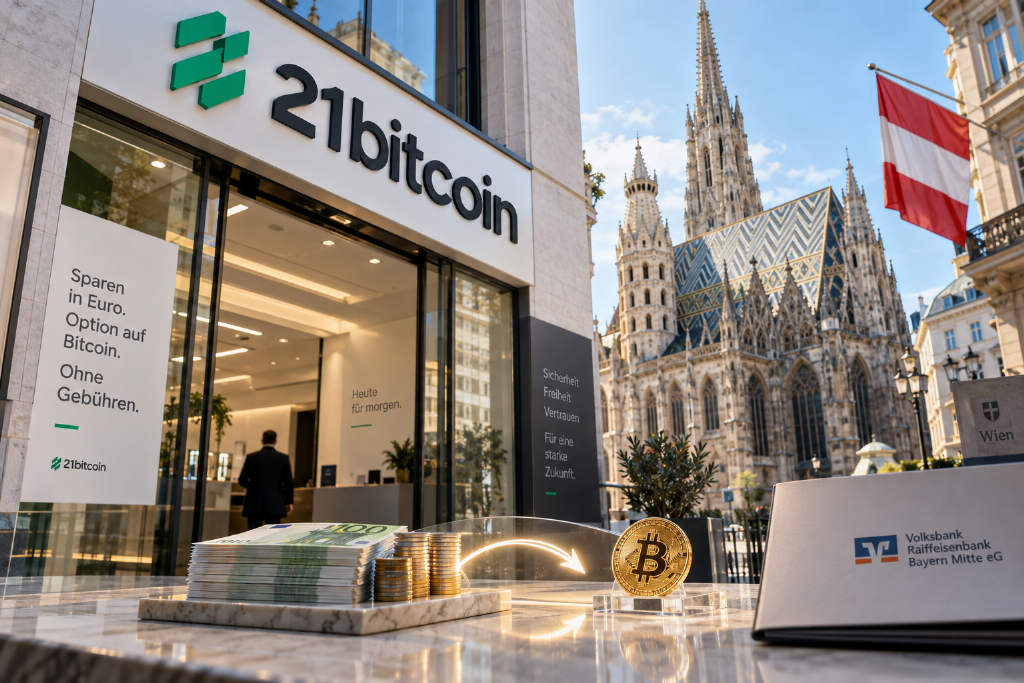奥地利平台 21bitcoin 为欧元余额提供 1.21% 年化利息