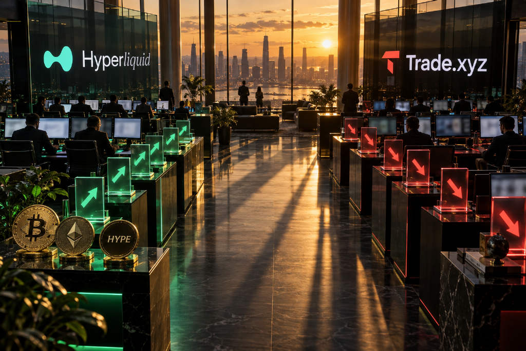 Hyperliquid核心加密合约近八成上涨,Trade.xyz近八成下跌