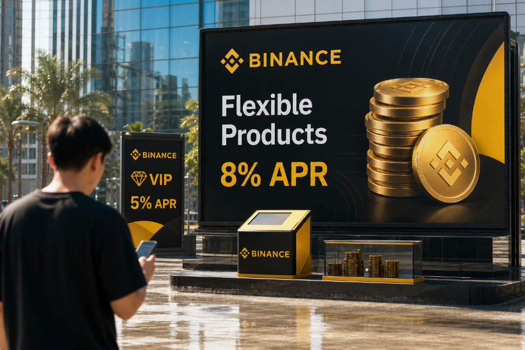 币安社媒推广活期产品,宣称最高 8% 年化收益率