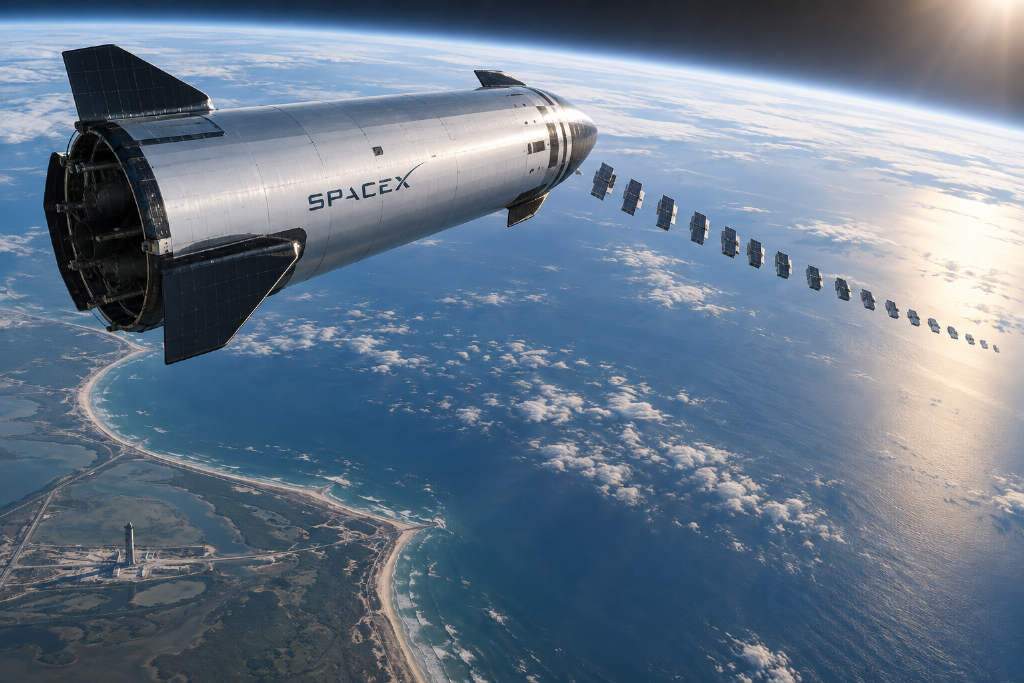 Starship Reaches Orbit for the First Time, Deploys 26 Starlink V3 Satellites Before Early Splashdown