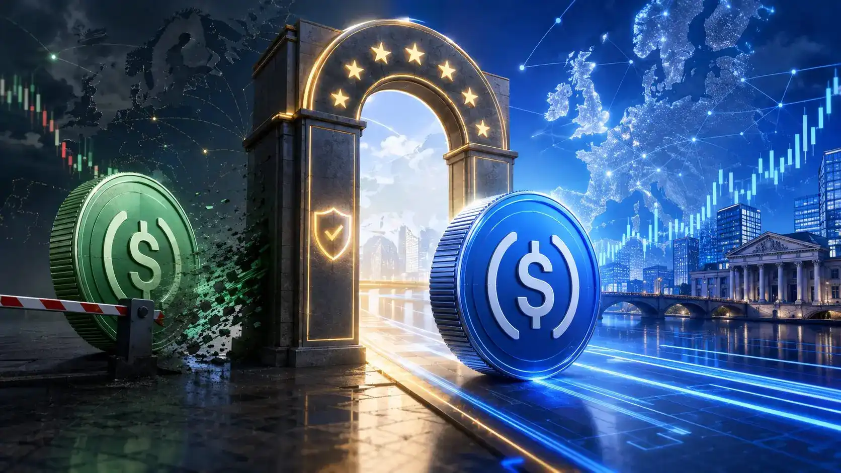 USDT Retreats From Europe Under MiCA as Circle Gains Ground With USDC Compliance