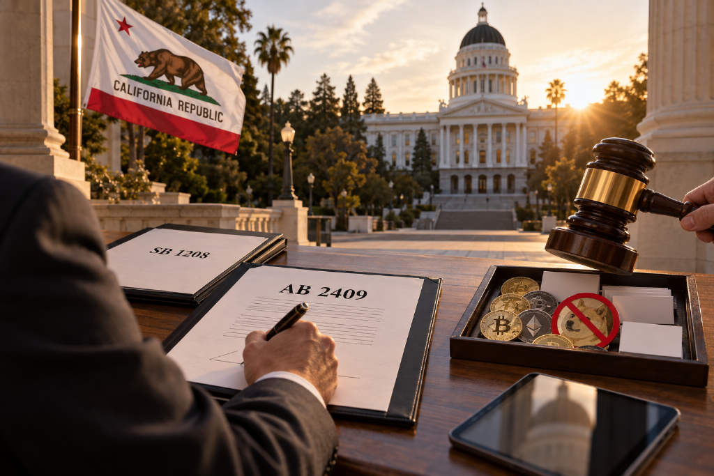 California signs AB 2409 to ban public officials from issuing meme coins