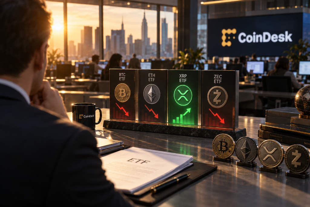 CoinDesk:XRP ETF 唯一录得净流入,BTC、ETH 与 ZEC 基金现流出