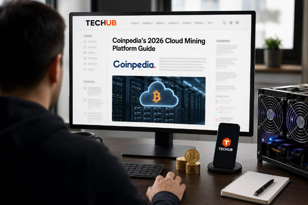 Techub 页面显示 Coinpedia 发布 2026 年云挖矿平台指南