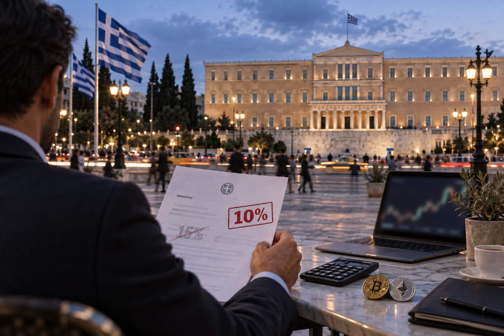 Greece moves toward a 10% crypto capital gains tax, below the 15% floated in June
