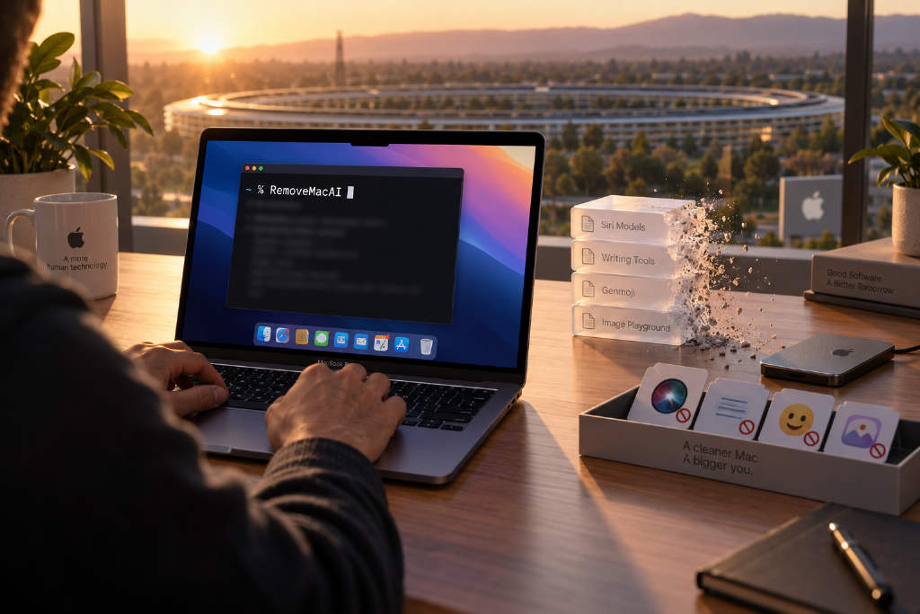 RemoveMacAI offers a one-line way to delete Apple Intelligence models on macOS 27
