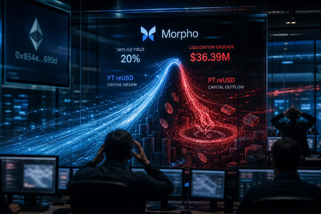 Wallet trade in YT reUSD pushed implied yield to 20% before triggering $36.39 million liquidation on Morpho