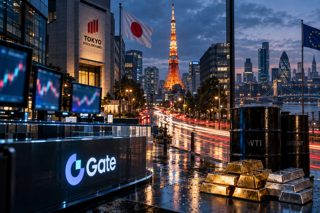 Gate 数据:美元兑日元涨至 158.415,原油走高贵金属回落