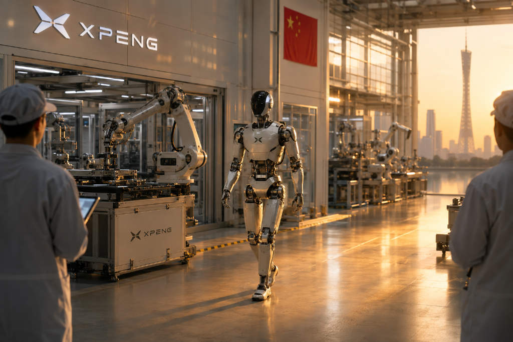 XPeng Robot Production Line Launches, First Humanoid Robot Walks Off Assembly Line