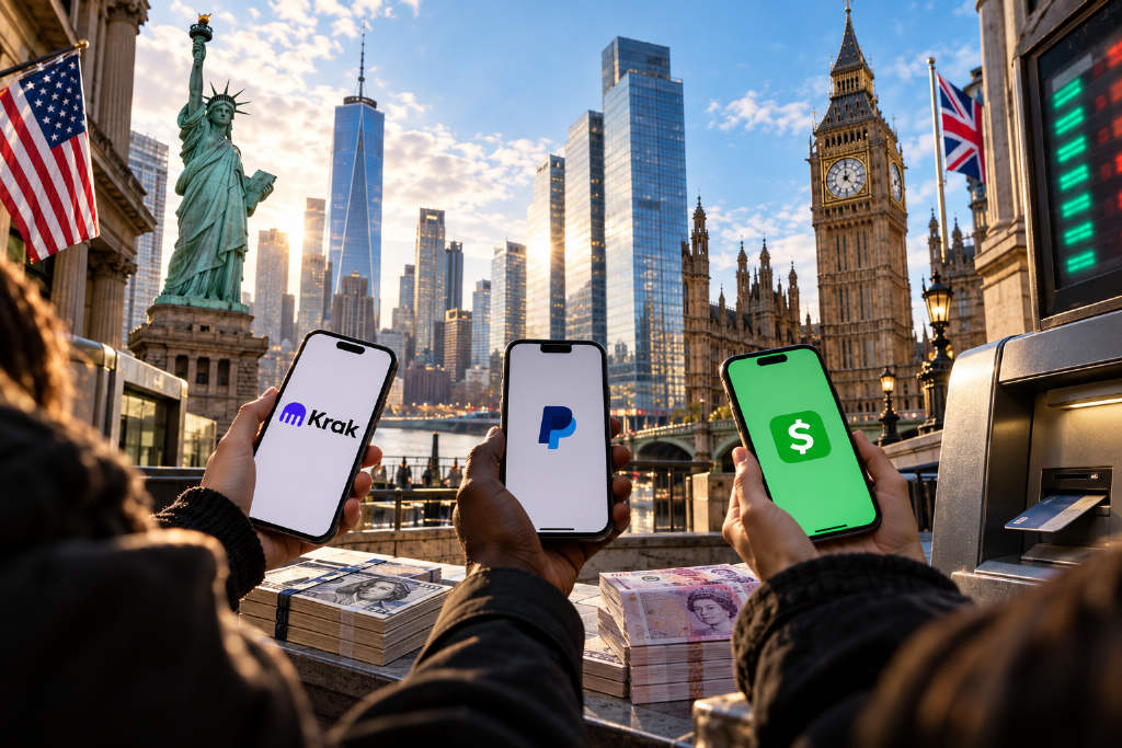 Krak、PayPal 与 Cash App 转账范围和提现费用对比