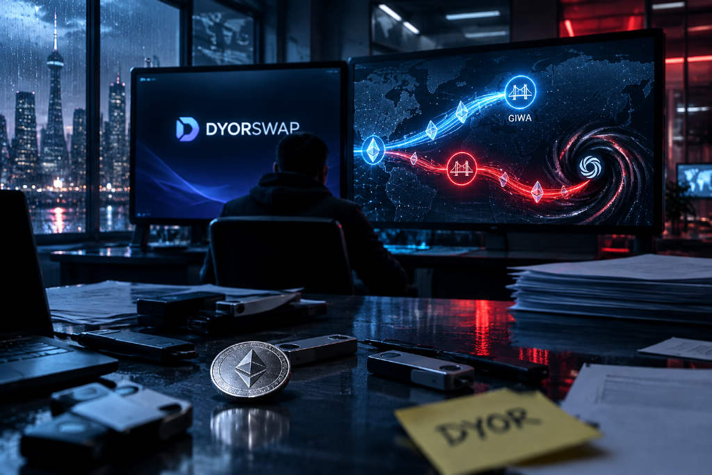 DYORSWAP users sent 767.65 ETH to a fake GIWA bridge after spoofed chain passed checks