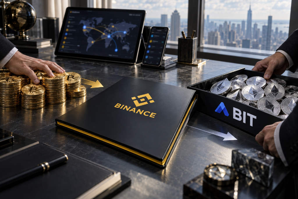 BIT地址向Binance转入1400枚BTC并提出1万枚ETH