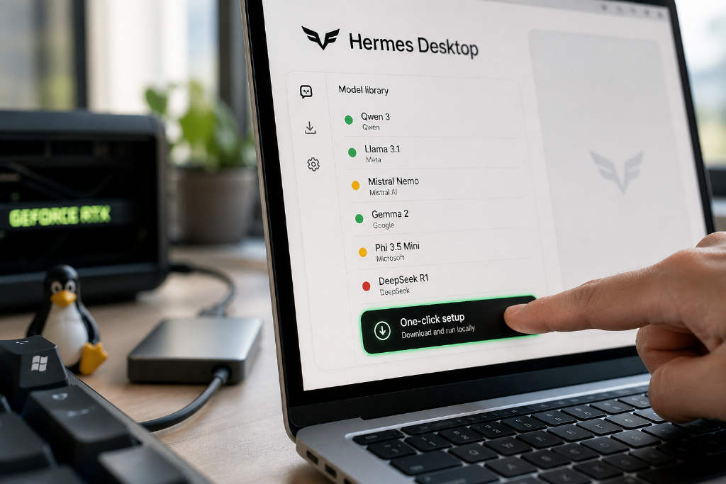 Nous Research 为 Hermes Desktop 新增一键本地模型设置功能