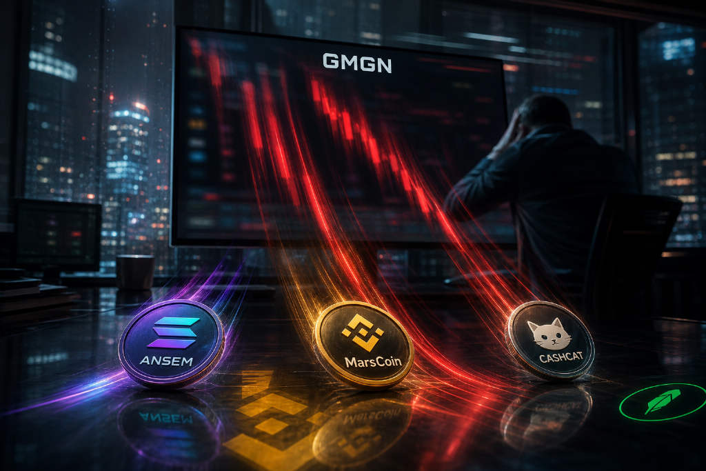 GMGN行情显示昨夜今晨主流 meme 币普跌,ANSEM、MarsCoin、CASHCAT 均下挫