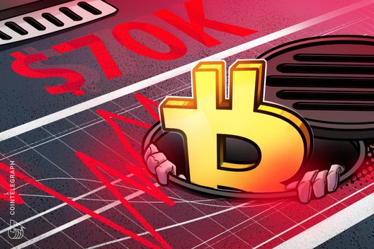 比特币跌破70,000美元,加密市场清算达8亿美元