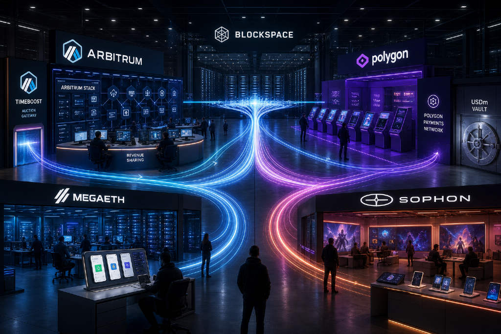 Arbitrum、Polygon 与 MegaETH 转向应用与生态扩展争夺链上收入