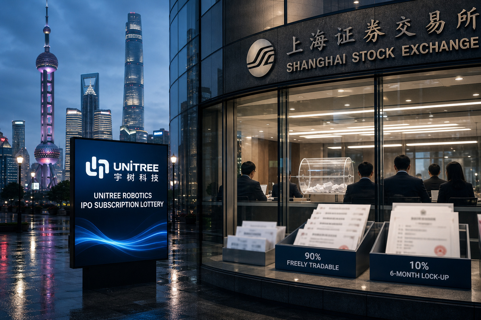 宇树科技科创板IPO今日摇号抽签,网下10%股份锁定期6个月