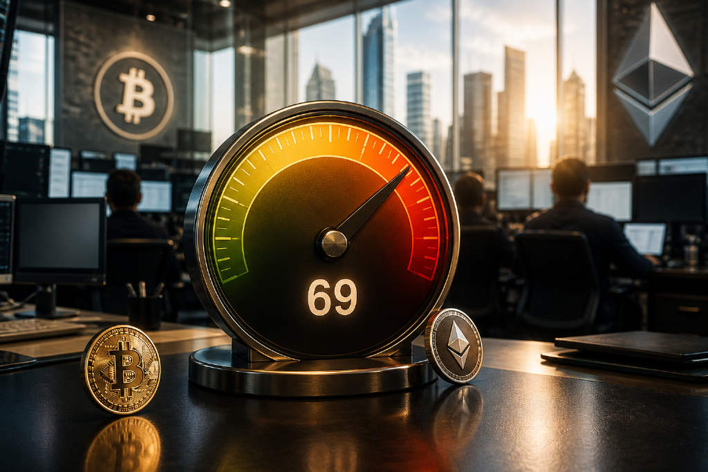 Crypto Fear & Greed Index Rises to 69, Market Stays Greedy