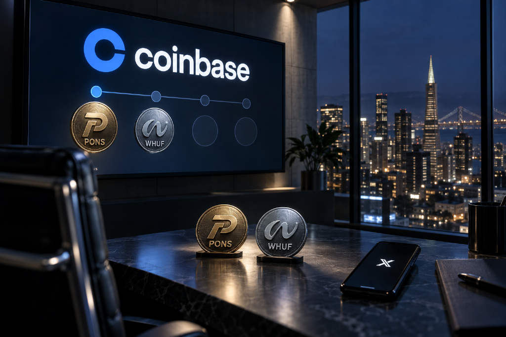 Coinbase 将 PONS 与 WHUF 纳入上币路线图