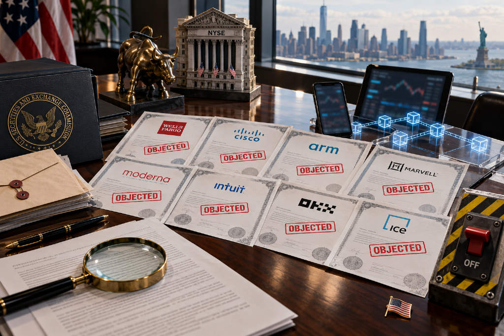 Opposition to OKXICE tokenized stock listings grows to 22 companies as Wells Fargo, Cisco and Arm join