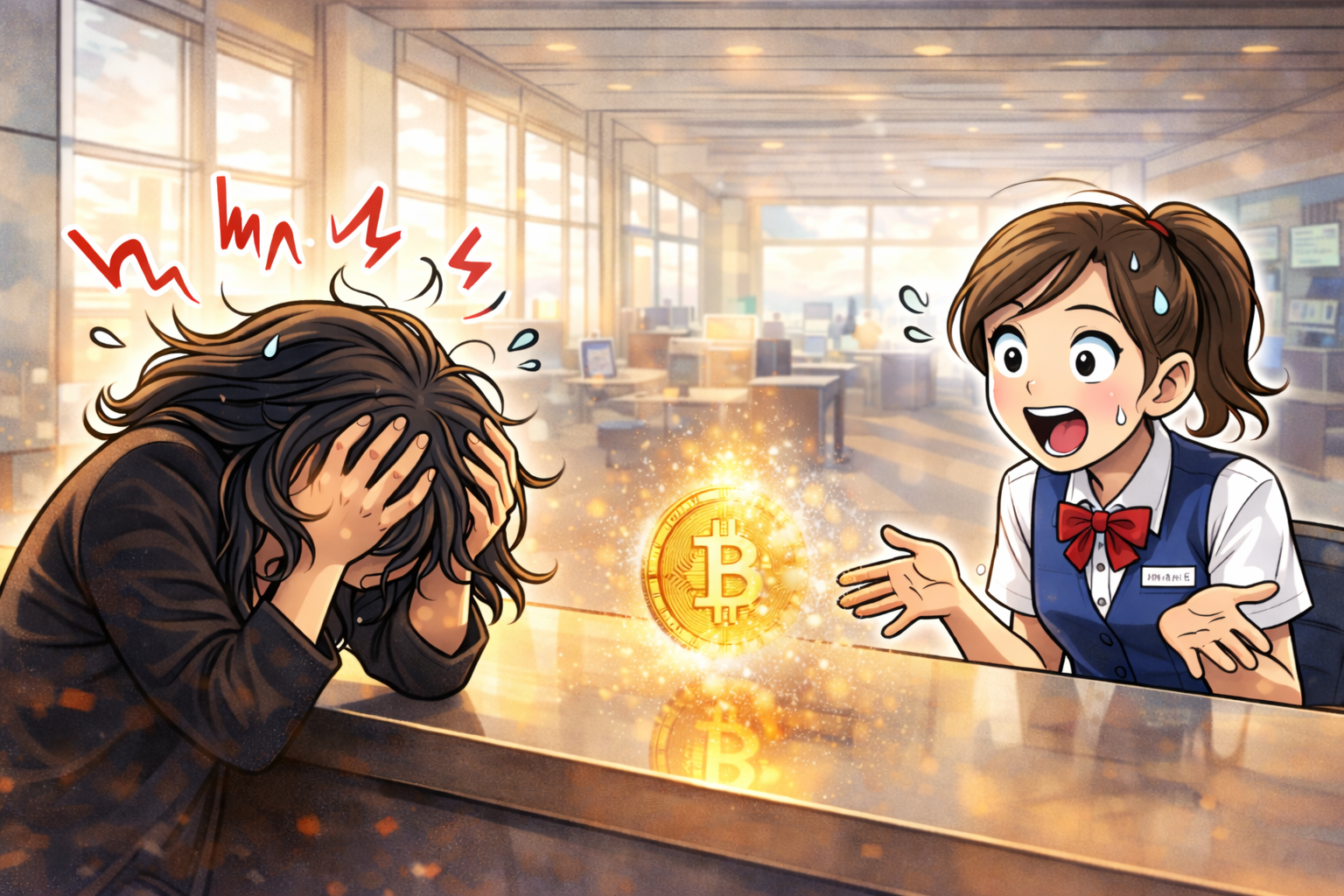 储户因比特币亏损冲进银行痛哭,柜员发帖引发热议