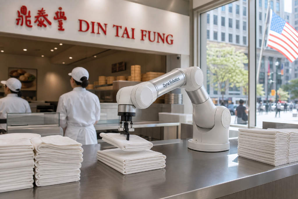 Dyna Robotics 机器人进入美国鼎泰丰门店,餐巾折叠产能达回本门槛