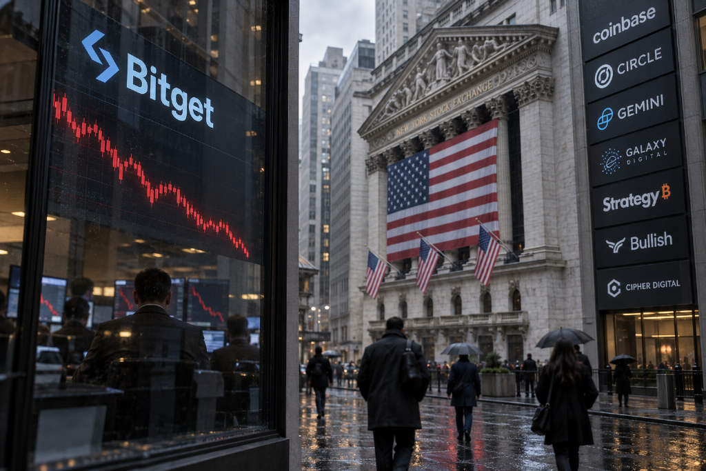 Bitget data shows broad losses in U.S.-listed crypto stocks, with CIFR down 13.75%