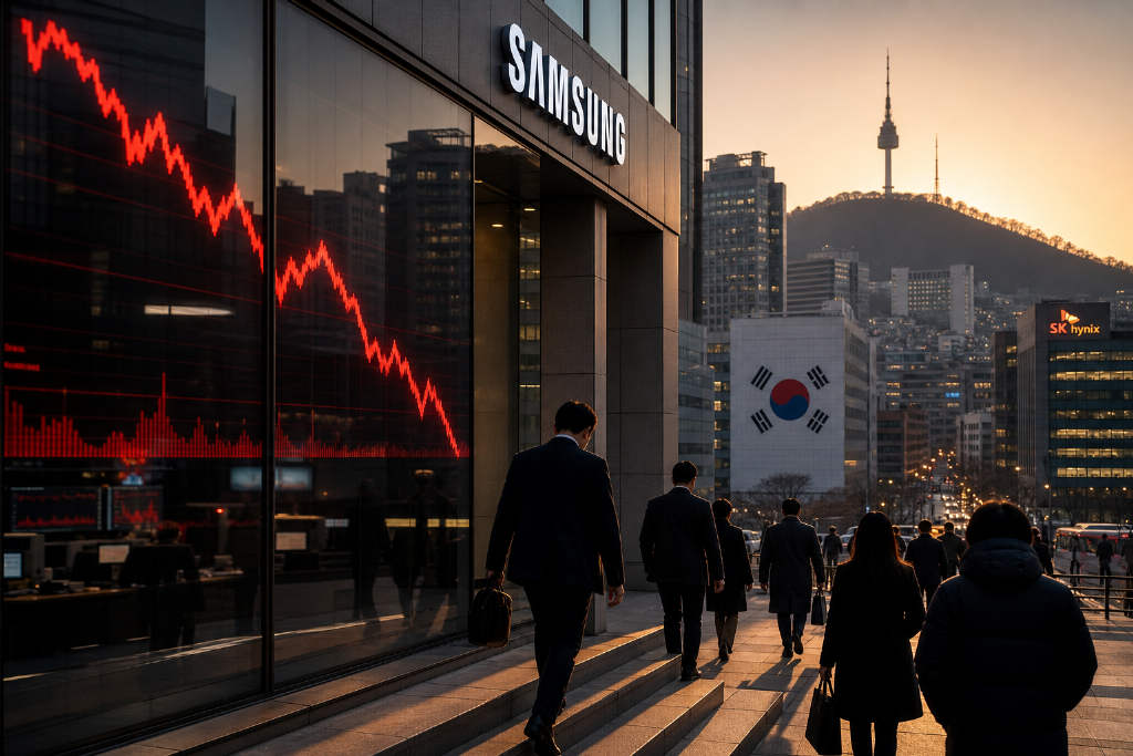 韩国 KOSPI 跌幅扩大至 3%,南方两倍做多三星跌超 17%