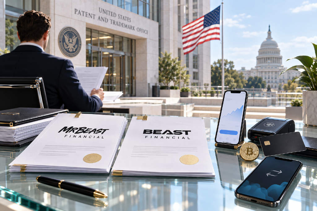 MrBeast-linked financial trademarks move forward in the U.S., covering crypto trading and payments
