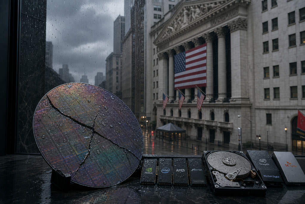 U.S. semiconductor and storage stocks fall in intraday trading, with the Philadelphia Semiconductor Index down more than 3%