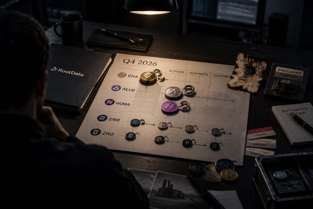 RootData flags Q4 token unlocks as ALLO and HUMA approach first major insider releases
