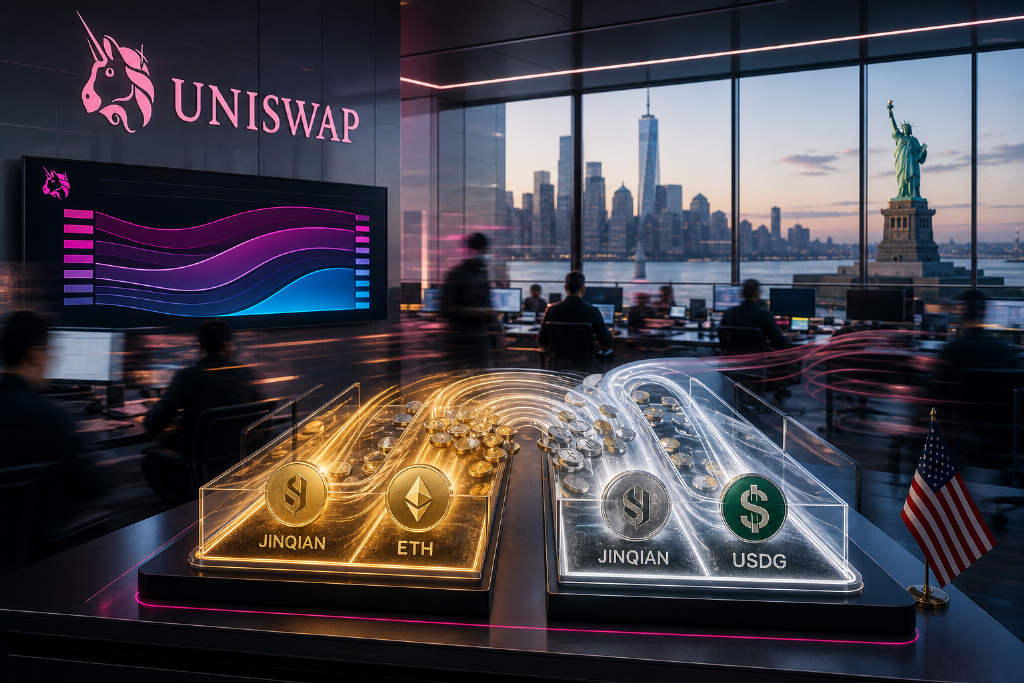 Uniswap 上 JINQIAN 相关 LP 年化一度冲上 12.64 万%