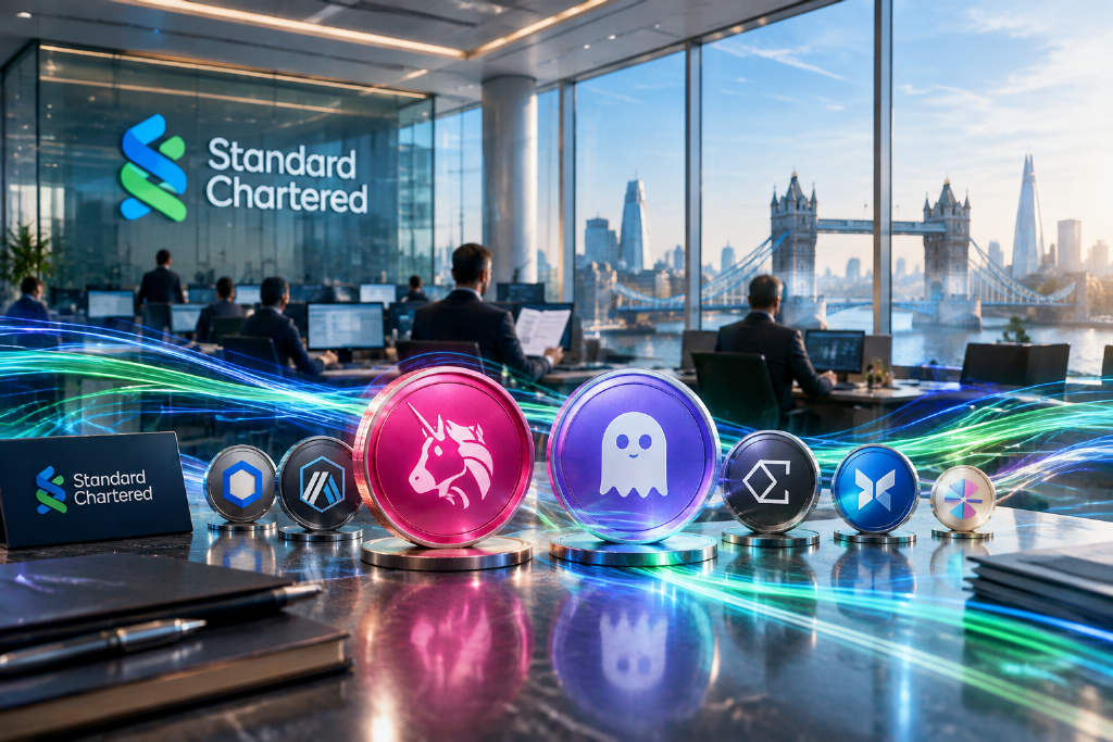 Standard Chartered’s 2026 altcoin calls have stayed on track, with UNI and AAVE already up sharply after initiation