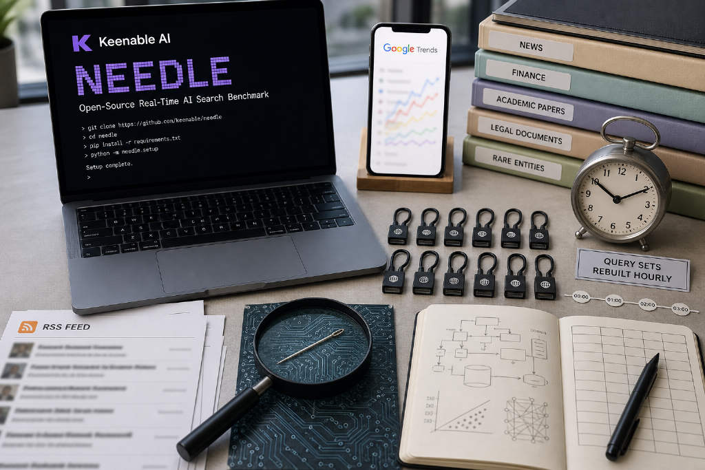 Keenable AI 开源实时搜索基准 NEEDLE,每小时重建查询集