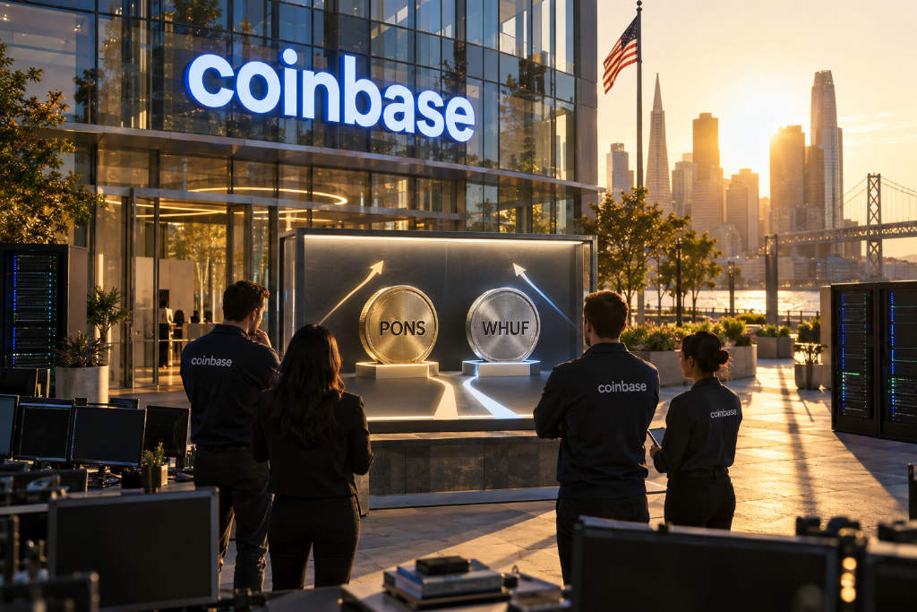 Coinbase 将 PONS 与 WHUF 纳入上线路线图