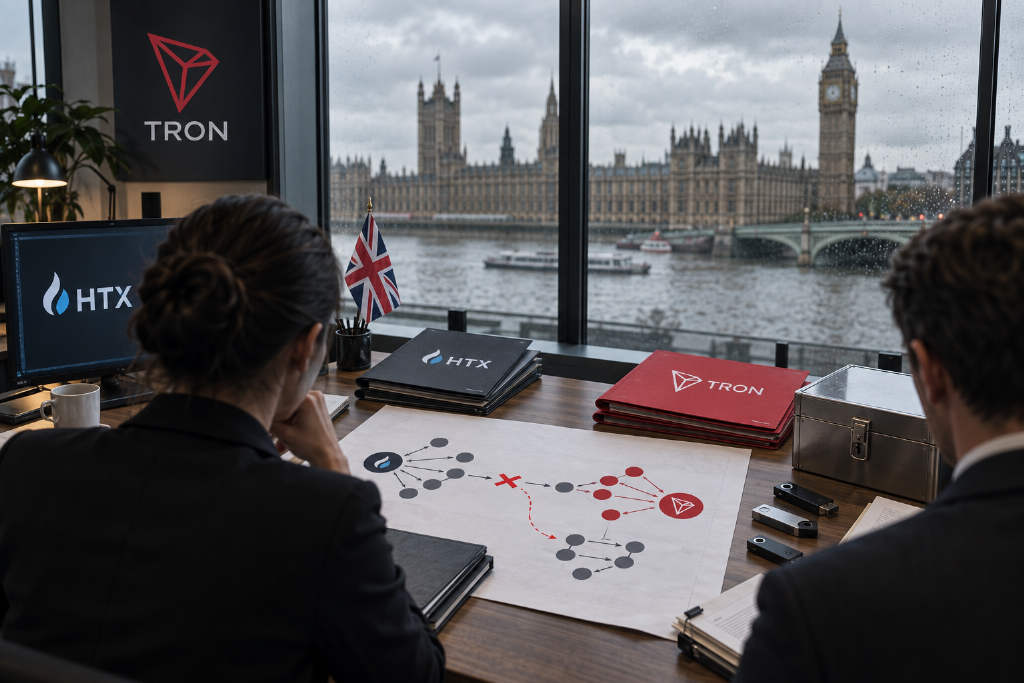 TRON Inc. shifted TRX inflows away from an HTX wallet after UK sanctions, Protos reports