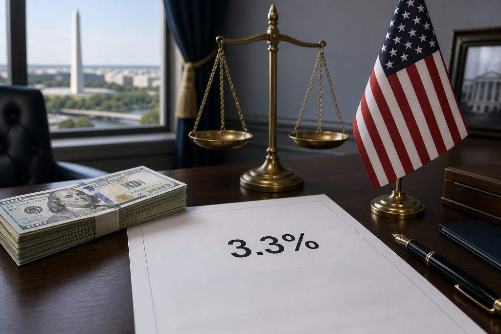 美国 7 月核心 PCE 年率录得 3.3%,符合预期