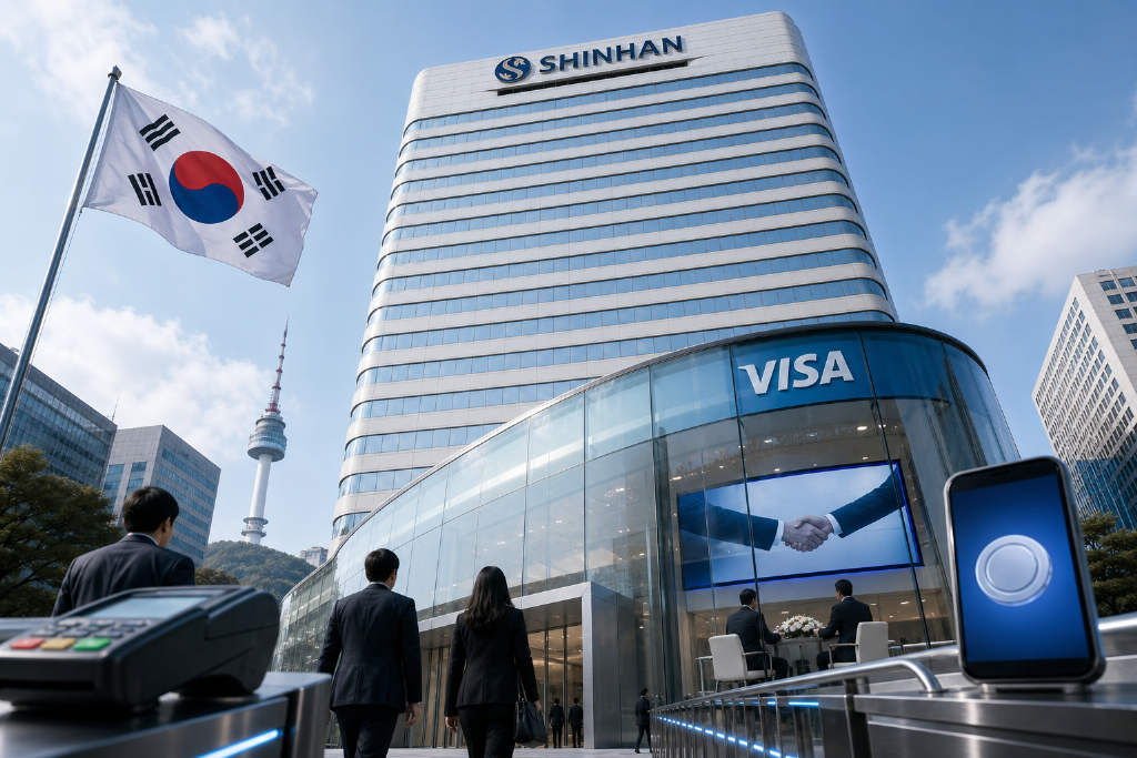 新韩金融与 Visa 签署 MOU,测试稳定币发行与 B2B 结算