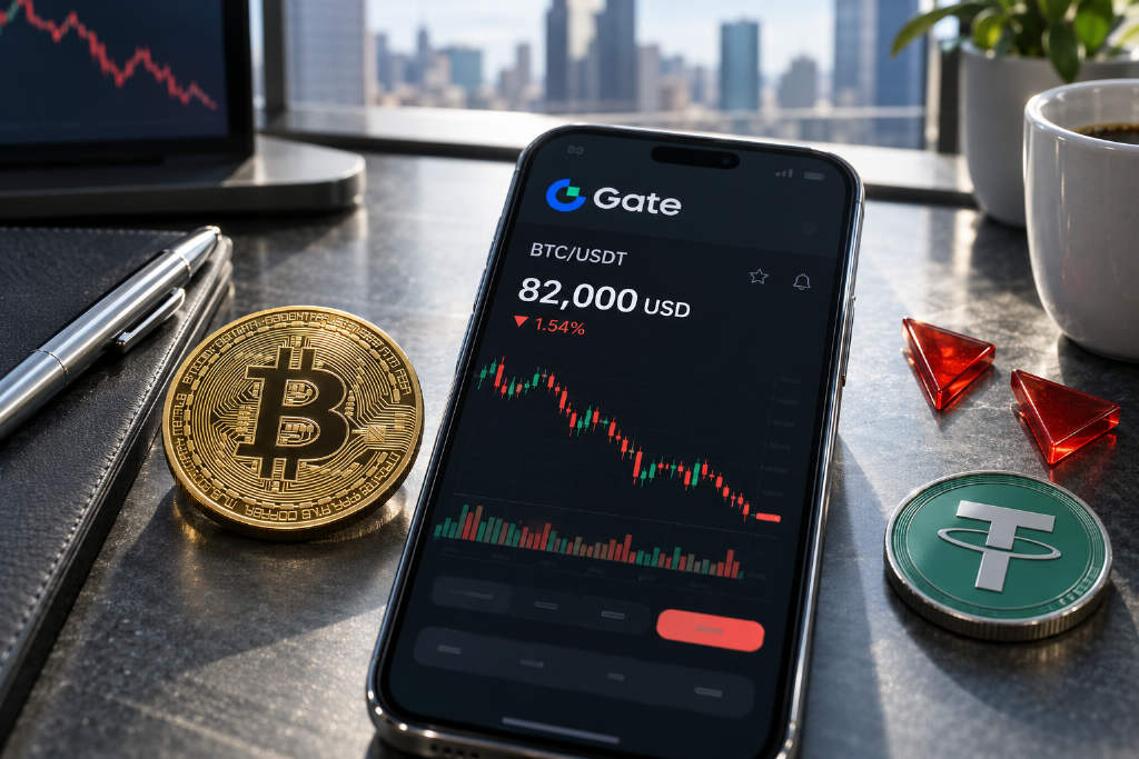 BTC/USDT trades at $82,000 on Gate, down 1.54% over 24 hours