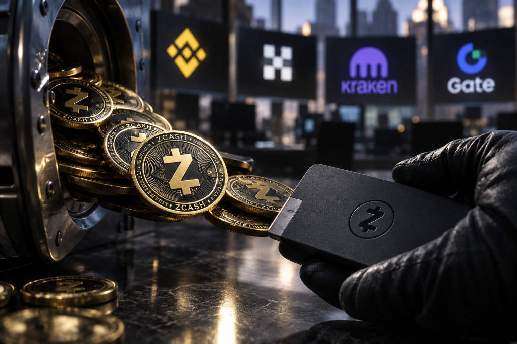 某鲸鱼一周内从四家交易所提取 1.287 万枚 ZEC