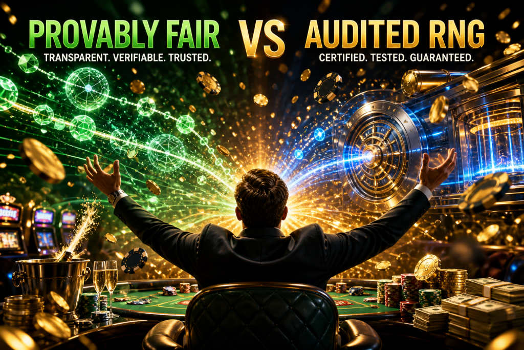 Provably fair vs audited RNG: what each method proves