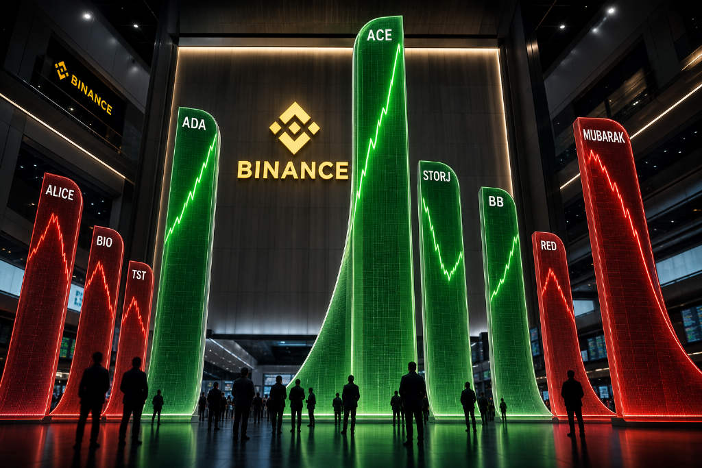 Binance spot market swings sharply as ACE jumps 30.92% and ADA hits a daily high